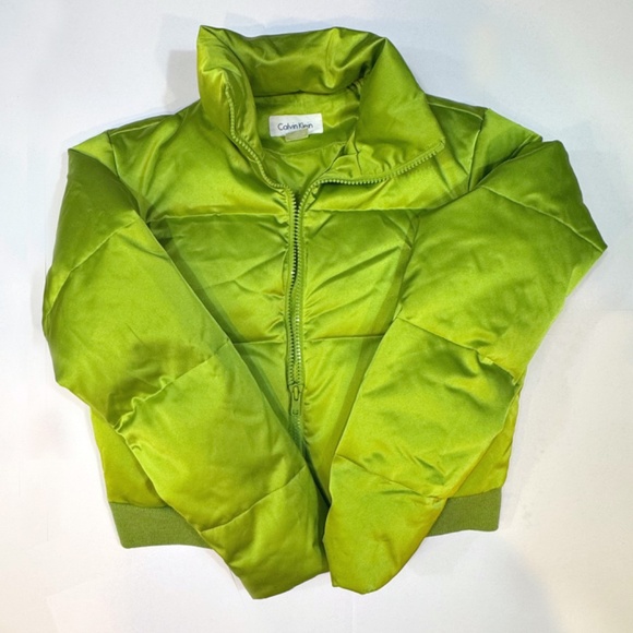 Green Silk Clavin Cline Puffy Jacket - Picture 5 of 6